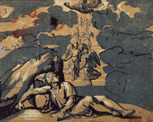 El sueño de Jacob (grabado) de Ugo da Carpi