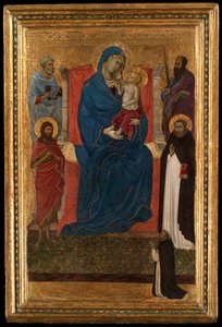La Virgen y el Niño en trono con los santos Pedro, Pablo, Juan Bautista y Domingo y un suplicante dominico de Ugolino di Nerio