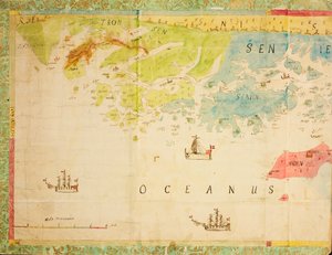 Mapa de la colección de mapas de la Biblioteca Nacional. El mapa fue dibujado a mano y muestra Trøndelag, Nordland, Troms, la costa, carta náutica de Ukjent tegner