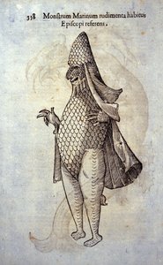 El obispo del mar, pez imaginario y monstruo marino por Ulisse Aldrovandi (1522-1605), “Monstrorum Historiae”, Bolonia 1642 de Ulisse Aldrovandi