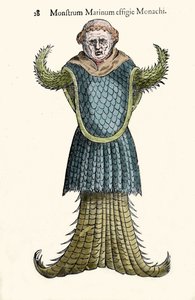 El monje marino, pez imaginario y monstruo marino por Ulisse Aldrovandi (1522-1605), "Monstrorum Historiae", Bolonia 1642