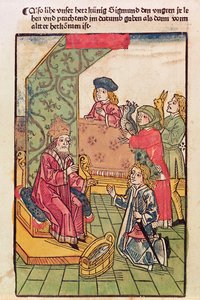 El Emperador Segismundo (1367-1437) de Luxemburgo recibe el homenaje de sus súbditos húngaros, 1483 de Ulrich von Richental