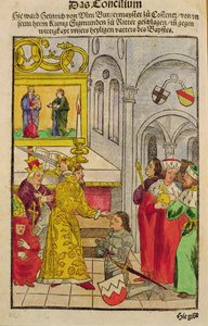 Enrique de Ulm es nombrado caballero por el Emperador en el Concilio de Constanza, de 