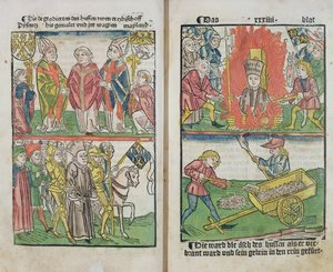 Jan Hus quemado en la hoguera en el Concilio de Constanza, de 