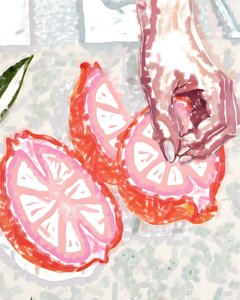 Mano y cítricos rosados de Uma Gokhale
