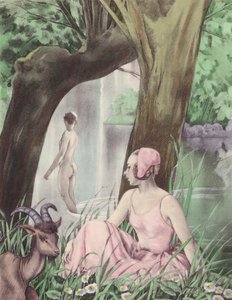 Ilustración de Brunelleschi para Contes et Nouvelles de La Fontaine (litografía en color) de Umberto (after) Brunelleschi