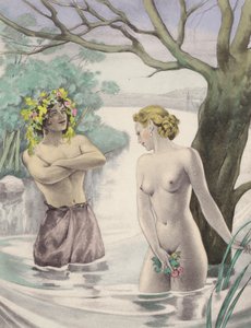 Ilustración de Brunelleschi para Contes et Nouvelles de La Fontaine (litografía en color) de Umberto (after) Brunelleschi