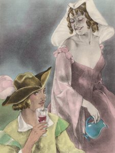 Ilustración de Brunelleschi para Contes et Nouvelles de La Fontaine (litografía en color) de Umberto (after) Brunelleschi