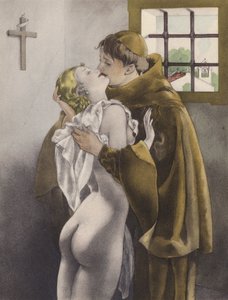 Ilustración de Brunelleschi para Contes et Nouvelles de La Fontaine (litografía en color) de Umberto (after) Brunelleschi