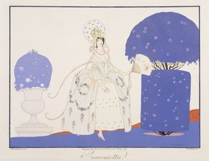 Giacometta, de la edición "Máscaras y personajes del teatro italiano" de Le Journal des Dames et des Modes, grabado por Henri Reidel (fl.1914-20) 1914 (litografía en color) de Umberto (after) Brunelleschi