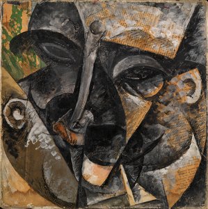 Dinamismo de una cabeza de hombre o Composición de una cabeza de mujer o Descomposición de la cabeza humana o Líneas fuerza la cabeza de un hombre (Dinamismo di una testa di uomo), de Umberto Boccioni