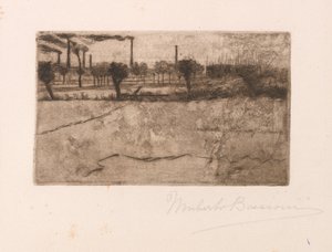Paisaje con plantas industriales de Umberto Boccioni