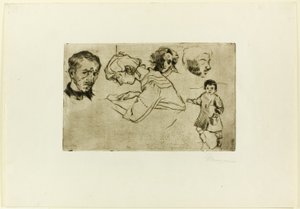 Bocetos de cuatro cabezas y un niño de Umberto Boccioni