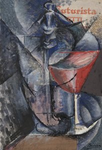 Naturaleza muerta: vaso y sifón, c.1914 (collage, gouache, pluma y tinta)