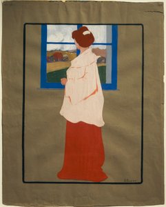 Mujer en la ventana (Otoño), circa 1908 de Umberto Boccioni