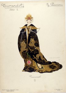 Traje para el personaje de la princesa Turandot en la ópera "" Turandot "" del compositor Giacomo Puccini (1858-1924) - 1926