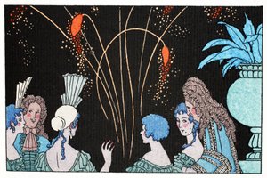 Fuegos artificiales a la luz de la luna (impresión en pochoir) de Umberto Brunelleschi