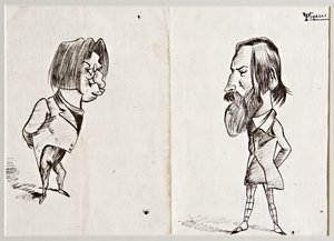 Caricaturas (tinta china sobre papel) de Umberto Tirelli