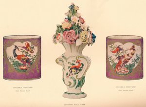 2 tinteros de Chelsea y un jarrón de Longton Hall, c1755 de Unbekannt