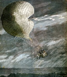 Un globo alcanzado por un rayo cerca de Chicago, Illinois, EE.UU., 1891