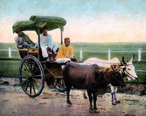 Un rickshaw de Bombay, India, principios del siglo XX