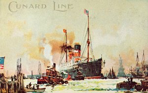Un transatlántico de Cunard entra en el North River, Nueva York, EE.UU., c1900 de Unbekannt