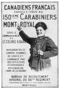Un cartel de reclutamiento del ejército canadiense francés de Unbekannt