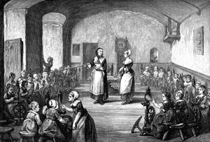 Una escuela de hilado alemana, c1880