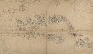 Un Maharana y su Séquito Cazando Jabalíes, principios del siglo XVIII de Unbekannt