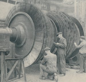 Un rotor de muchas palas para una de las turbinas de baja presión del Queen Mary, 1937 de Unbekannt