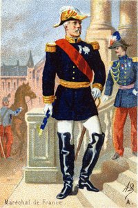 A: Mariscal de Francia. Grabado en "Alfabeto Militar". Iniciales del ilustrador: A. D. Editor desconocido. Cromolitografías finales del siglo XIX. Dim: 10,5x7cm