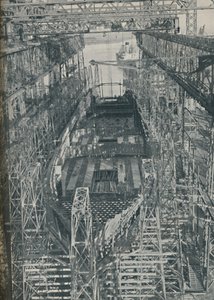 Un nido de acero. Transatlántico Georgic de Cunard White Star en construcción, 1927-1929, 1936 de Unbekannt