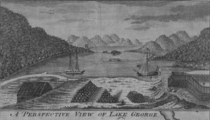 Vista en perspectiva del lago George, siglo XVIII