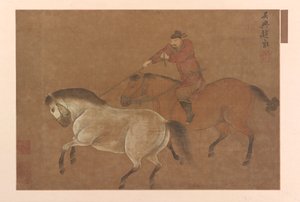 Jinete lazando un caballo, dinastía Ming, 1369-1644