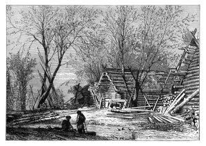 Un pueblo ruso en las orillas del Volga, c1890 de Unbekannt