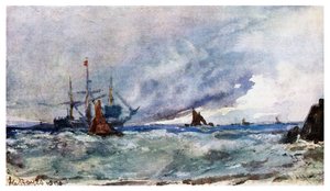 Estudio del cielo y el mar desde la cubierta de un barco frente a Tarifa, 1901 de Unbekannt