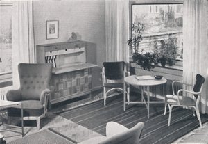 Una sala de estar sueca con muebles diseñados por Caarl-Axel Acking y fabricados por Svenska Mobelfabrike de Unbekannt