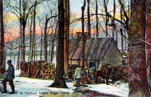 Un campamento de azúcar de arce en Vermont, EE.UU.