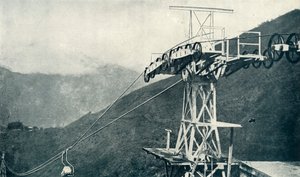 Vista en un ferrocarril de cuerda, o teleférico, 1922 de Unbekannt