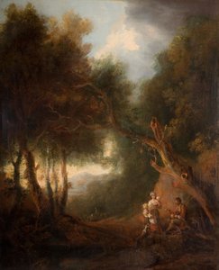 Un paisaje boscoso, tarde de otoño, probablemente c. 1800 de Unbekannt