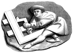 Aprendiz de carpintero trabajando en una pieza de prueba, siglo XV