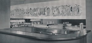Un mural de bar de cócteles en linóleo tallado y esmaltado en el Hotel Berkeley, Montreal, 1942 de Unbekannt