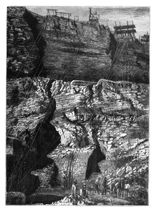 Una mina de diamantes en Kimberley, Griqualand West, Northern Cape, Sudáfrica, c1890