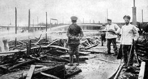 Un campo de prisioneros dañado por el fuego en Alemania, Primera Guerra Mundial de Unbekannt