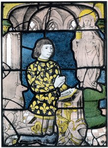 Un caballero de Bernemicourt en sus oraciones ante una imagen de Santa María Magdalena de Unbekannt