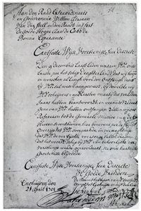 Una carta de la Compañía Holandesa de las Indias Orientales a Willem Adriaan van der Stel, siglo XVIII de Unbekannt