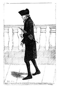 Un hombre caminando con un paraguas bajo el brazo, 1784 de Unbekannt