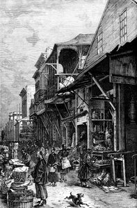 Un mercado en San Francisco, California, EE.UU., mediados del siglo XIX c. 1880