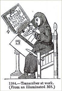 Un monje iluminando un manuscrito de Unbekannt