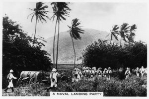 Un grupo de desembarco de la marina, St Kitts, Indias Occidentales, 1937 de Unbekannt